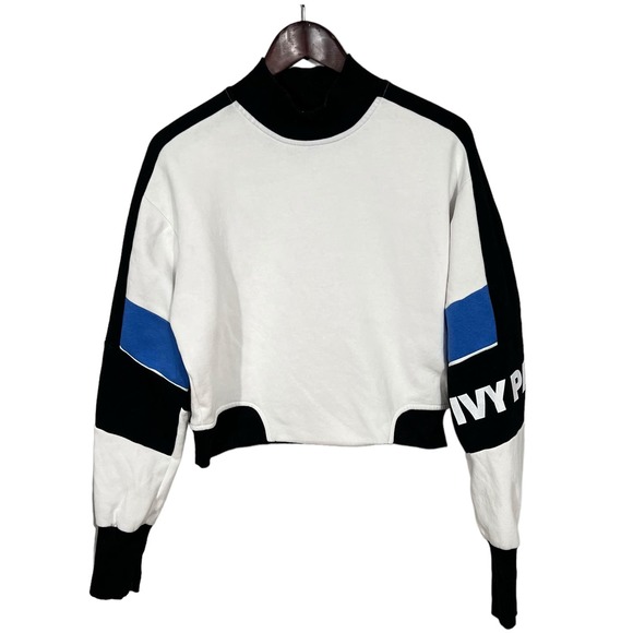 Ivy Park (S) Color Block Crop Sweatshirt Beyoncé Royal Mock Athleisure - Picture 1 of 11